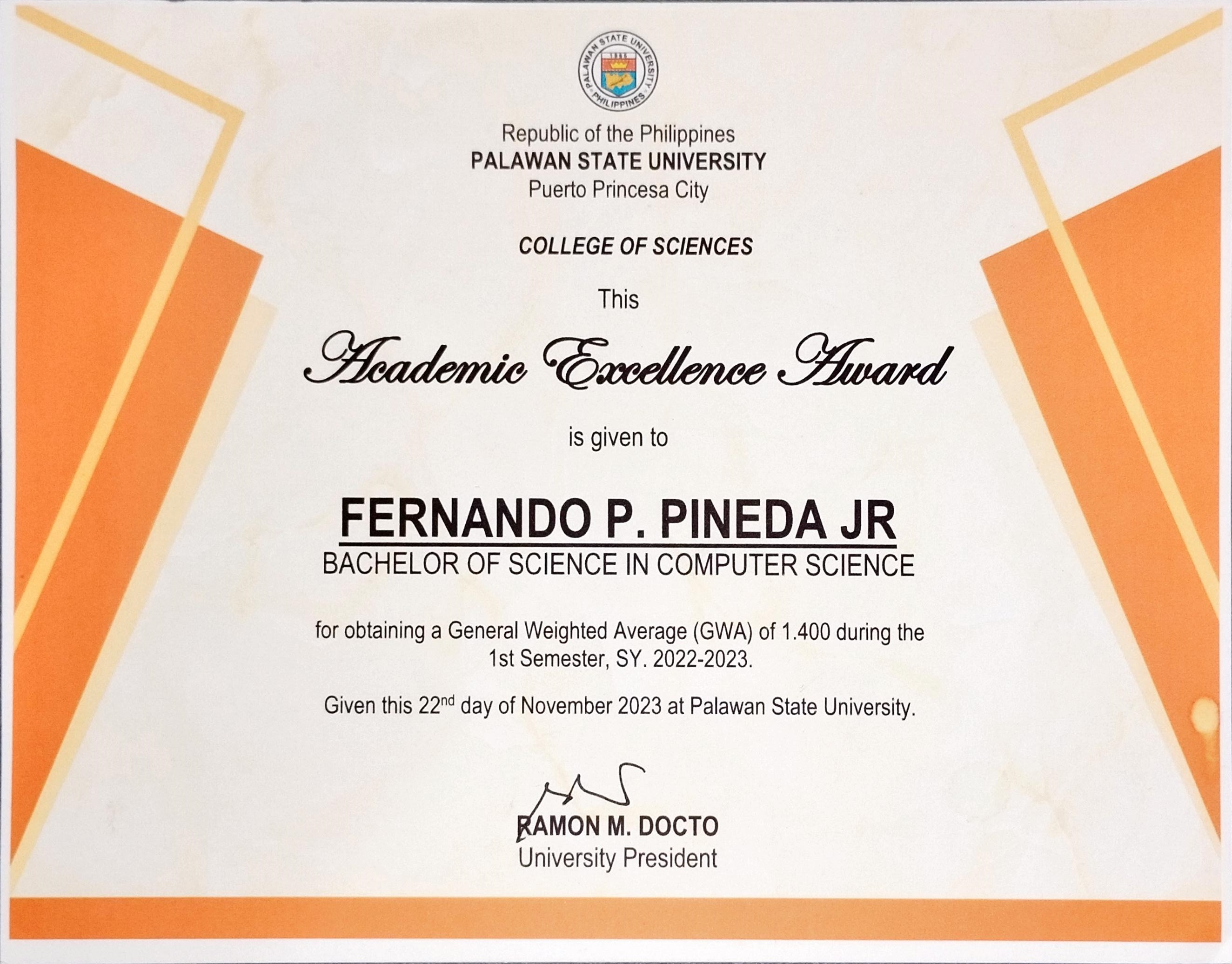 Academic Excellence Award
